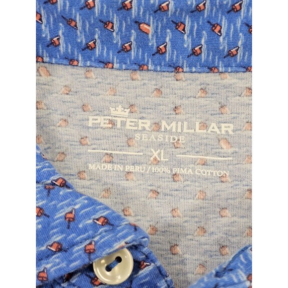 Men's XL Peter Millar Seaside Pima Cotton Short Sleeve Polo Shirt Tee Golf EUC - Picture 4 of 5